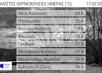 Κακοκαιρία Μήδεια: Έως τους -25 βαθμούς η θερμοκρασία στη δυτική Μακεδονία