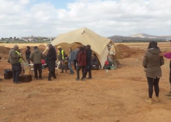 Στάση εργασίας εργατοτεχνιτών στο εργοτάξιο του νέου αεροδρομίου στο Καστέλι