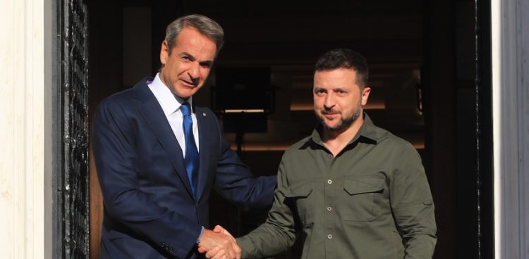 Συνάντηση του Πρωθυπουργού Κυριάκου Μητσοτάκη με τον Πρόεδρο της Ουκρανίας Βολοντίμιρ Ζελένσκι. Δευτέρα 21 Αυγούστου 2023 (ΓΙΑΝΝΗΣ ΠΑΝΑΓΟΠΟΥΛΟΣ / EUROKINISSI)